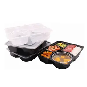 Soporte de personalización Low Moq Nice Service Reciclable Pp Pet Plastic Food Box Bandeja Microondas para paquete de alimentos
