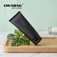 Emballage cosmétique en tube plastique noir mat de 100 ml avec impression de logo personnalisée, bouchon à clapet, crème pour les mains, lotion, soin de la peau
