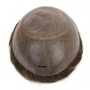 TOPUNIQUE TUM02 Right-Handed Men's Lace Front Wig 6" Fine Mono Top Poly <strong>Gauze</strong> Scalloped Hairline Indian Remy Virgin Human Deep - Product Image 3