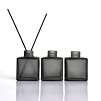 Grande Bouteille Vide de Luxe pour Diffuseur, en Verre Mat Noir avec Bouchon à Vis, Bouteille de Diffuseur en Verre Transparent avec Bâtonnets