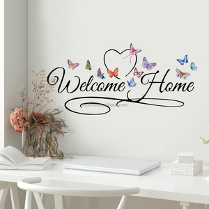 Adesivi murali a farfalla di benvenuto a casa in inglese soggiorno camera da letto decorazione carta da parati adesivi autoadesivi - Product Image 5