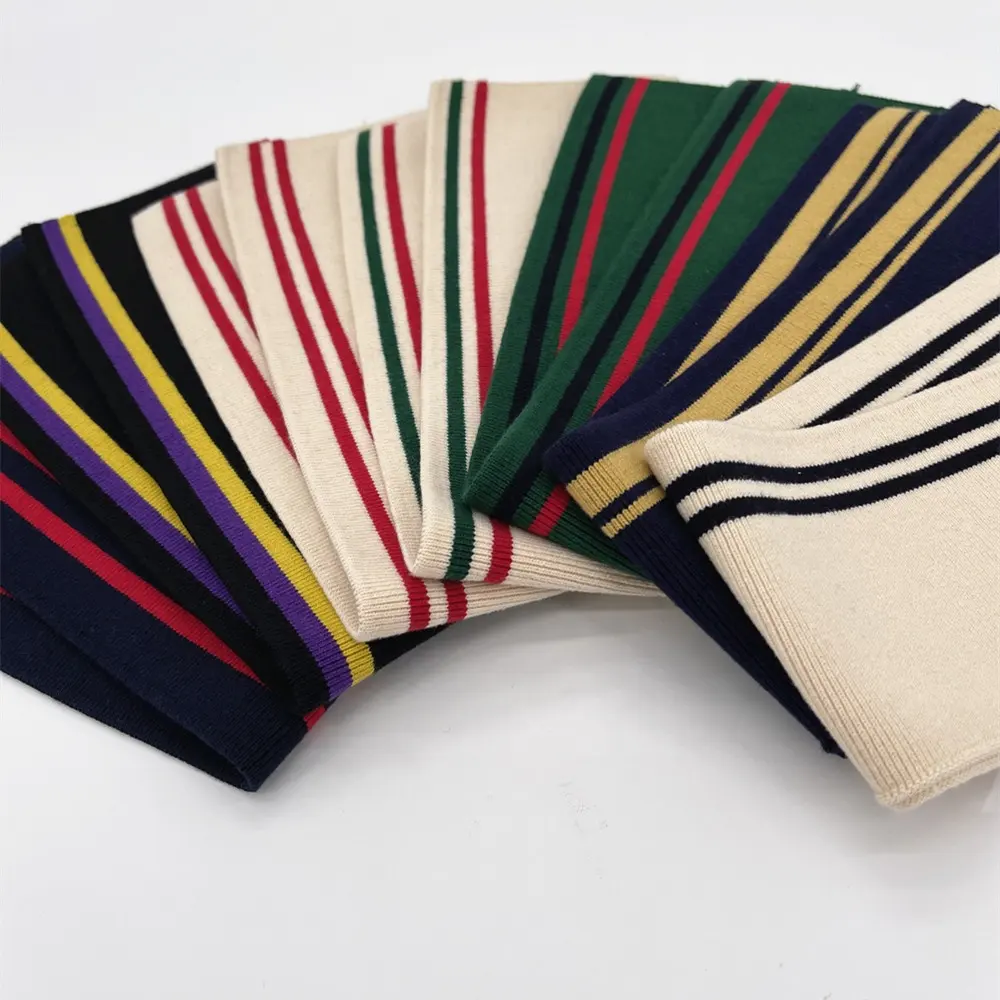 Flat Knit Rib T-Shirt Neckline Trim , Polo Collar And Hard Stripes Ribbed Fabric