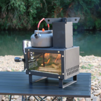Réchaud portable mini en acier pour le camping en plein air, réchaud à fusée multi-combustibles