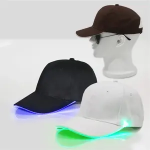 Hf Glowing In The Dark Adjustable Unisex Cotton Led Baseball Caps For Party Night Running