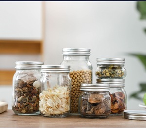 برطمانات ماسون عالية الجودة بغطاء ألومنيوم للتخليل والتعليب، بأحجام مختلفة، برطمانات زجاجية مستديرة واسعة الفوهة للتوابل - Product Image 1