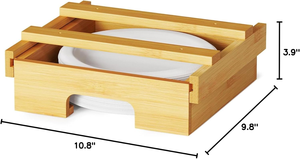 Supports verticaux modernes de distributeur d'assiettes en papier en bambou de type debout personnalisés pour la maison armoire de cuisine comptoir caddie en bois - Product Image 6