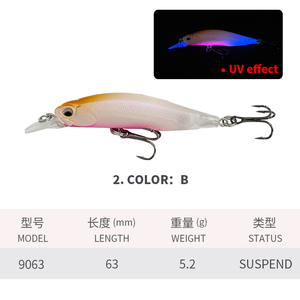Esca Artificiale Minnow Sospesa Rozante 63SP Jerkbait 63mm 5g per TROTTA e BASS, Esca Dura Artificiale per Acqua Salata, Twitch Jerk Retrieve - Product Image 3