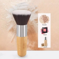 Pinceau plat professionnel en bambou, logo personnalisé, poils synthétiques véganes, pour fond de teint, blush, poudre, maquillage pour femmes, outil de beauté pour les ongles