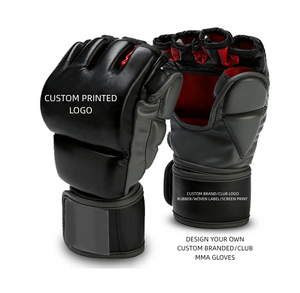 Gants de MMA personnalisés de haute qualité en cuir véritable, gants de MMA à demi-doigts, sangle Velcro réglable, gants de grappling MMA - Product Image 1