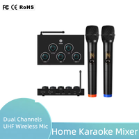 Smart TV Home Karaoké Réunion Fête Système de microphone sans fil UHF Mélangeur audio numérique avec effets DSP Optique Toslink