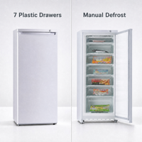 Congélateur vertical commercial pour aliments surgelés, 182 L, porte simple, 7 tiroirs, dégivrage manuel, refroidissement R134a R600a
