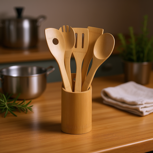 Ensemble d'ustensiles de cuisine MetalTex 5 pièces, ensemble d'outils de cuisine en bambou - Product Image 3