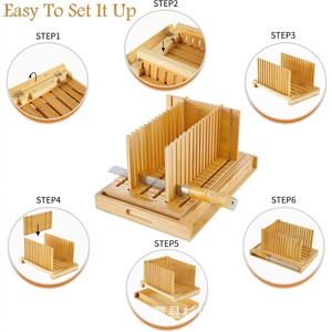 Bamboo Bread Slicer With <b>Storage</b> <b>Tray</b> For Kitchen <b>Baking</b> Toast Dessert Making Convenient Multi Layer Partition Box - Product Image 4
