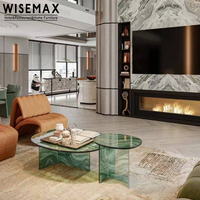 WISEMAX FURNITURE Meubles design, décoration artistique, table basse en verre trempé, ensemble de tables basses pour salon, forme ovale, table centrale en verre durable