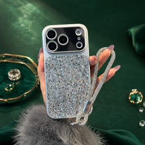 เคสโทรศัพท์หรูหราแบบ PC ประดับกลิตเตอร์กันกระแทกพร้อมสายคล้องสำหรับ iPhone - Product Image 3