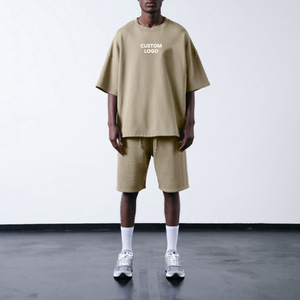 T-shirt uni 100 % coton à col rond, coupe oversize à épaules tombantes, pour homme, modèle vierge et épais, style créateur - Product Image 2