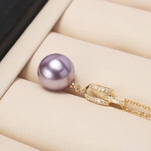 Conjunto de joyería de perlas de circón de concha templada de moda, collar de forma geométrica, pendientes de anillo para compromiso, regalo de fiesta de boda - Product Image 3