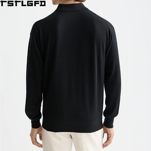 Oem Odm Mock Neck <b>Pullover</b> Men Heavyweight Fine Knit <b>Jumper</b> Solid Black Men'S Hoodies & Sweatshirts Clothing Manufacturers Bulk - Product Image 2