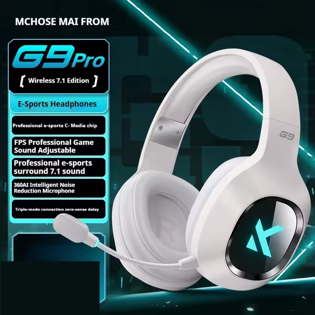 New MCHOSE G9 Pro Wireless Gaming Headset Tri-mode Gaming Headset Low Latency 7.1 Channel Competitive Gaming Headset