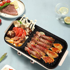 Directo de fábrica al por mayor 2 en 1 coreano interior Bbq Steaks Shabu antiadherente sin humo parrilla eléctrica para hornear con olla caliente - Product Image 5