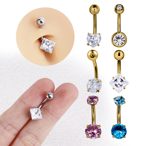 Anillos para <span class=keywords><strong>Ombligo</strong></span> de <span class=keywords><strong>Acero</strong></span> Quirúrgico 316L con Rosca Externa y Circonitas, Joyería para <span class=keywords><strong>Piercing</strong></span> - Product Image 1