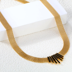 Collier en acier inoxydable de style européen et américain, chaîne de clavicule métallique, design géométrique, idéal pour offrir en occasion spéciale NE2E0701G - Product Image 2