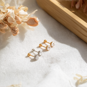 Orecchini a Perno Zi Fine in Acciaio Inossidabile con Diamante Bianco, Misura Grande, Stile Minimalista per Uso Quotidiano - Product Image 3