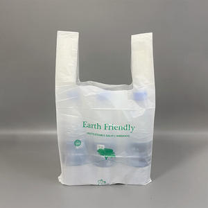 Bolsas de Camiseta de LDPE Reciclado con Logotipo Personalizado, Bolsas Ecológicas para Llevar Comida y Compras, Color Blanco, Impresión por Grabado, Venta al Por Mayor - Product Image 2