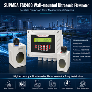 Medidor de Flujo Ultrasónico Supmea FSC400, Medidor de Flujo de Agua No Invasivo con Abrazadera, Medidor de Flujo Industrial - Product Image 4