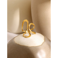Bagues de conception de mode uniques, bijoux pour femmes, bagues en acier inoxydable plaqué or 18 carats, ligne extraterrestre, étanches, réglables, minimalistes