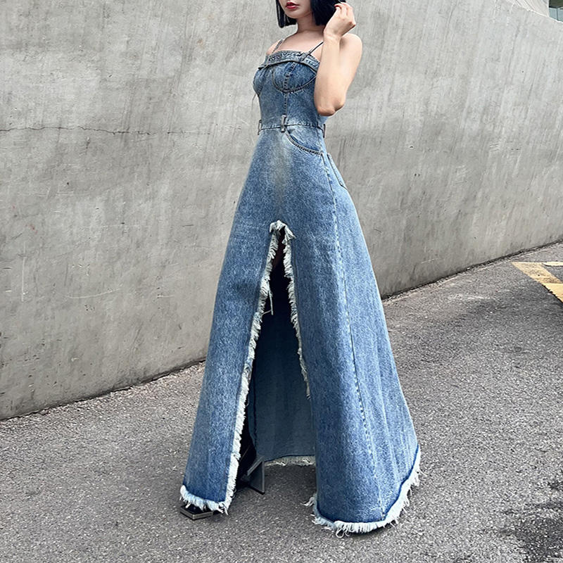 Vestidos Largos En Tela Jean Vestido Vaquero Largo: Máxima