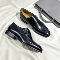 Chaussures Monk Strap pour Hommes à Bout Pointu, en Cuir Noir Classique, Formelles