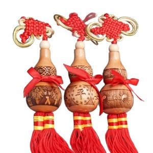 Peach Wood Gourd Car Pendant Red Tassel Ornament For Car Interior Decoration - Product Image 5