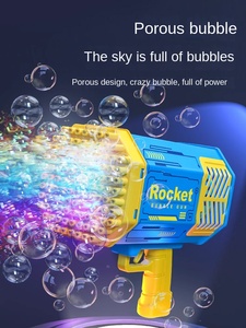 Pistola de Burbujas de Jabón con Forma de Cohete, Funciona con Batería, 42 Agujeros, Venta al Por Mayor, OEM/ODM, Plástico, para Niños - Product Image 3