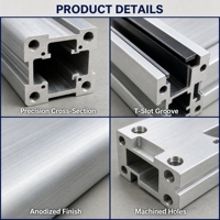 Profils d'extrusion en aluminium sur mesure, profilés en aluminium extrudé pour fenêtres, portes, murs rideaux, énergie solaire
