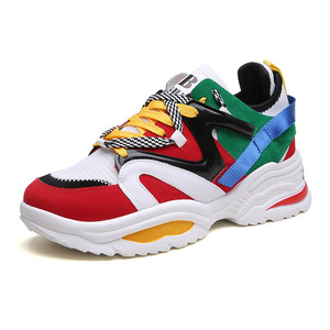 Chunky Shoes Mixed Colors <b>Round</b> Toe EVA Outsole Lace-up Platform Style All Seasons <b>Cushioned</b> Synthetic Upper - Product Image 3