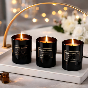 Ensemble de 3 bougies parfumées en cire de soja dans des pots en verre, idéal pour un cadeau, une rendez-vous galant, une célébration ou la maison - Product Image 2