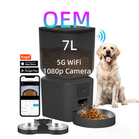 Comedero Automático para Perros OEM de 7L, Gran Capacidad, Dispensador de Comida para Mascotas con Wifi Tuya, Comedero Inteligente para Mascotas con Doble Tazón y Cámara con Visión Nocturna