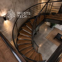 Escalier Courbé de Luxe Moderne et Artistique, Conception en Collaboration avec des Designers, Vente Directe Usine