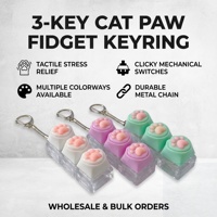 Cat Paw Mechanical Switch Tester Fidget Keychain 3 Button Stress Relief Toy Corporate Christmas Party Favor Gift Decor
