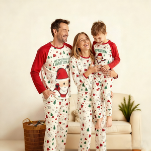Hongbo 2025 diseñador personalizado acogedor algodón pijamas de Navidad gran oferta <span class=keywords><strong>familia</strong></span> juego trajes para niños bebé niños vocación Pijama - Product Image 2