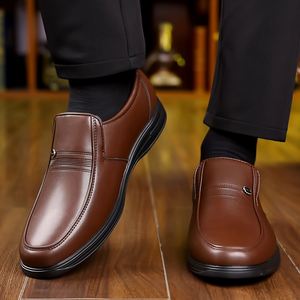 Zapatos Formales de Cuero para Hombre, Estilo Británico, Modernos, Sencillos, de Color Sólido, Diseño Casual sin Cordones - Product Image 3
