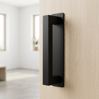 Poignées d'armoire carrées noires mates auto-adhésives avec poignées d'armoire à plaque de base pour porte coulissante