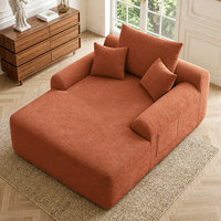 NOUVEAU Fauteuil convertible en chaise longue, moelleux, avec larges accoudoirs et coussins décoratifs, confortable, convertible en canapé-lit et fauteuil de repos sans structure.