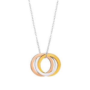 yunnique Geometric Three <b>Ring</b> Pendant <b>Necklace</b> Stainless Steel Unisex Fashion Jewelry - Product Image 5