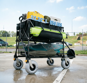 Carrito Plegable de Doble Plataforma Reforzado con Neumáticos Todoterreno y Frenos para Playa, Camping y Compras - Product Image 2