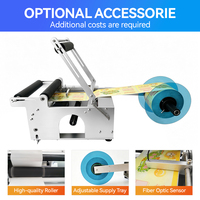 Etiqueteuse manuelle pour bouteilles rondes, machine d'étiquetage semi-automatique pour les contenants en plastique et en verre pour les aliments et les boissons