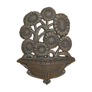 Jardinera de Pared de Hierro Fundido, Baño para Pájaros, Girasoles, Flores, Mariposas, Decoración de Exterior - Product Image 5