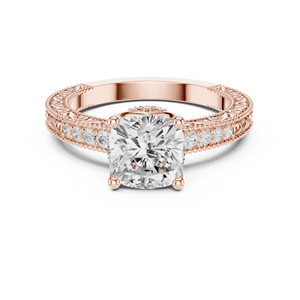 Bague Solitaire Élégante en Or Rose Taille Coussin, Bijoux de Mariage et de Fiançailles de Luxe, Bagues de Mode Personnalisées en Gros pour Femmes - Product Image 5