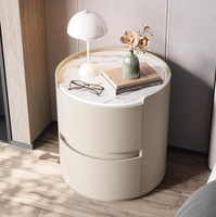 Table de chevet moderne intelligente la plus vendue avec cadre en bois, sangles en cuir, 2 tiroirs et éclairage LED pour chambre d'appartement